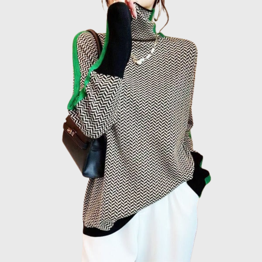 Malou™ | Trui met opstaande kraag en contrasterende strepen