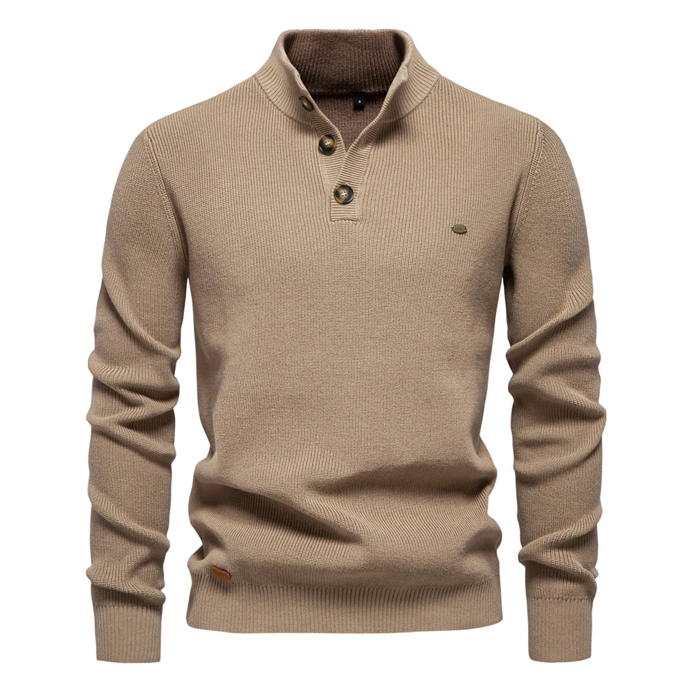Konrad | Stijlvolle herenpullover met knoopdesign