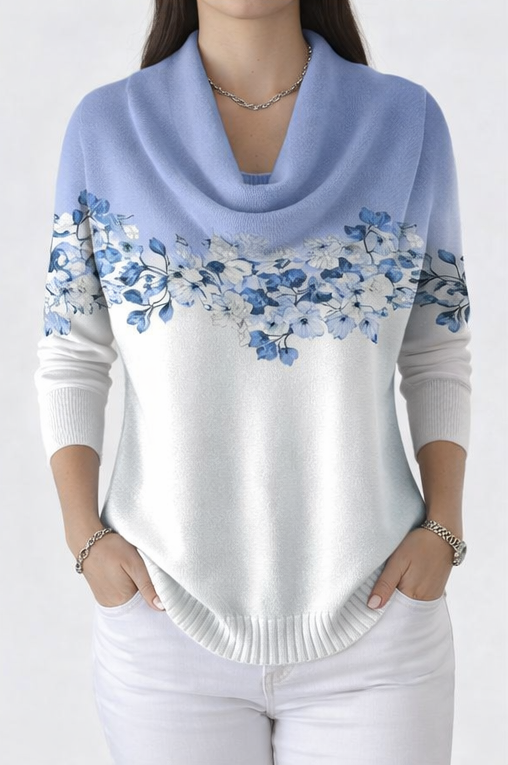 Alora | Bloemen trui met zachte halslijn