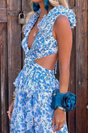 Viola – Maxi-jurk met ruches en bloemenprint