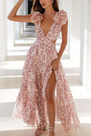Viola – Maxi-jurk met ruches en bloemenprint