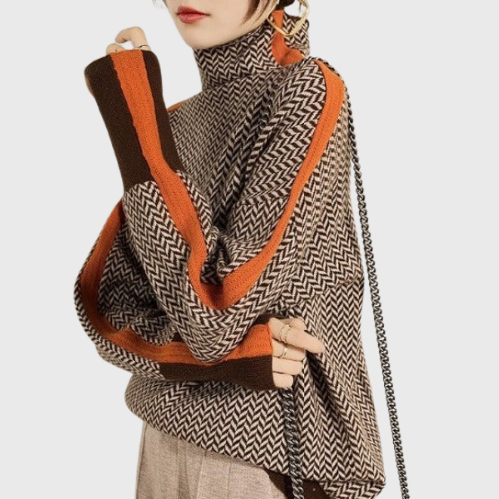 Malou™ | Trui met opstaande kraag en contrasterende strepen